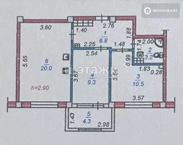 54.1 м², 2-комнатная квартира, этаж 3 из 3, 54 м², изображение - 33