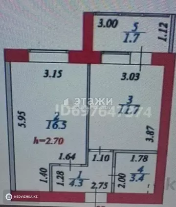 38.6 м², 1-комнатная квартира, этаж 9 из 9, 39 м², изображение - 8