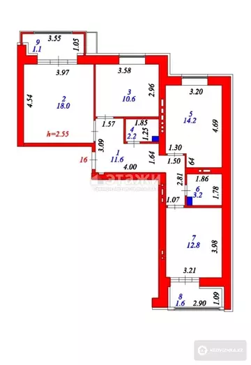 3-комнатная квартира, этаж 6 из 7, 75 м²