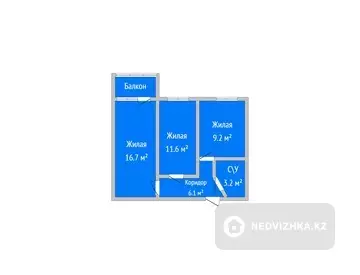 2-комнатная квартира, этаж 6 из 9, 47 м²