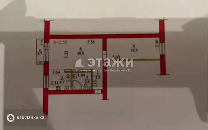 41.7 м², 2-комнатная квартира, этаж 4 из 4, 42 м², изображение - 1