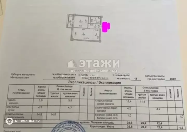40 м², 2-комнатная квартира, этаж 17 из 18, 40 м², изображение - 1