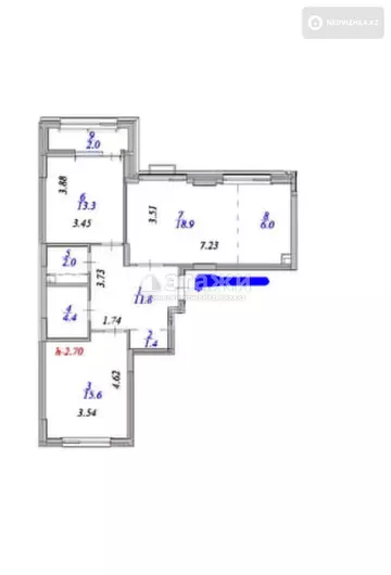 3-комнатная квартира, этаж 8 из 9, 77 м²