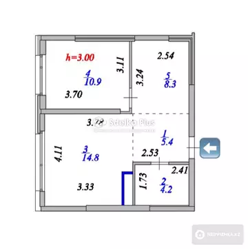 2-комнатная квартира, этаж 11 из 12, 44 м²