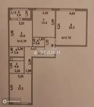 91.4 м², 3-комнатная квартира, этаж 8 из 9, 91 м², изображение - 13