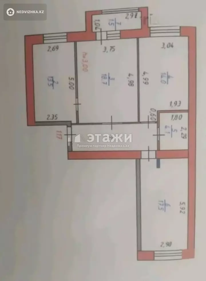 78.5 м², 3-комнатная квартира, этаж 6 из 12, 78 м², изображение - 1