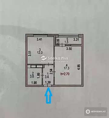 1-комнатная квартира, этаж 12 из 12, 39 м²