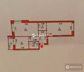 2-комнатная квартира, этаж 4 из 9, 65 м²