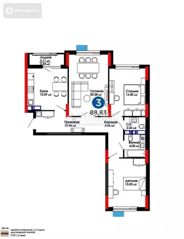 89 м², 3-комнатная квартира, этаж 10 из 16, 89 м², изображение - 1
