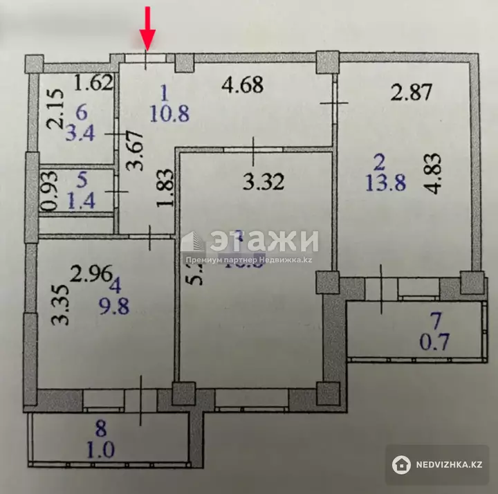 57.7 м², 2-комнатная квартира, этаж 10 из 16, 58 м², изображение - 1