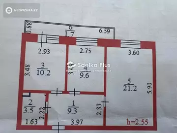 2-комнатная квартира, этаж 5 из 9, 56 м²