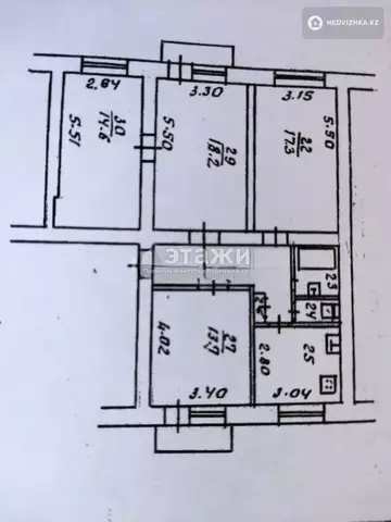 4-комнатная квартира, этаж 2 из 4, 86 м²