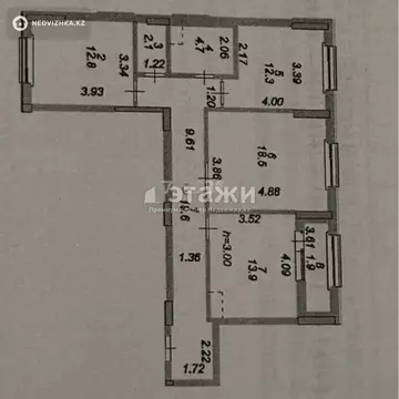 3-комнатная квартира, этаж 11 из 12, 86 м²