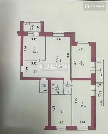 107 м², 4-комнатная квартира, этаж 4 из 9, 107 м², изображение - 17