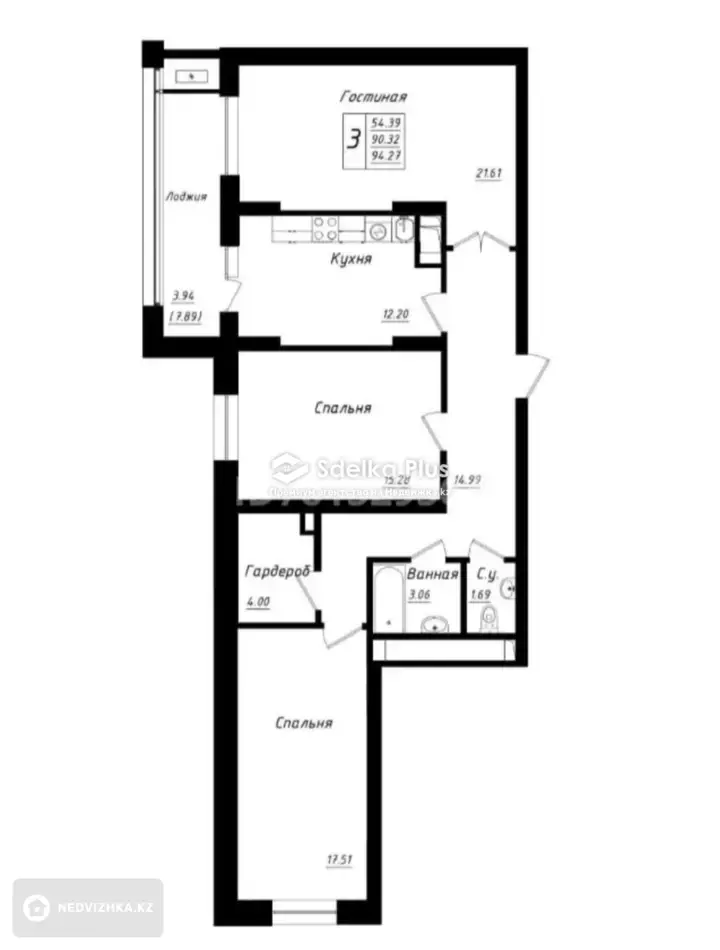 100 м², 3-комнатная квартира, этаж 11 из 21, 100 м², изображение - 1