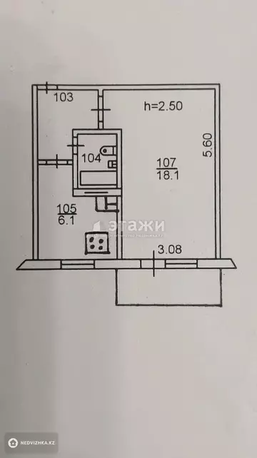 31 м², 1-комнатная квартира, этаж 3 из 5, 31 м², изображение - 7