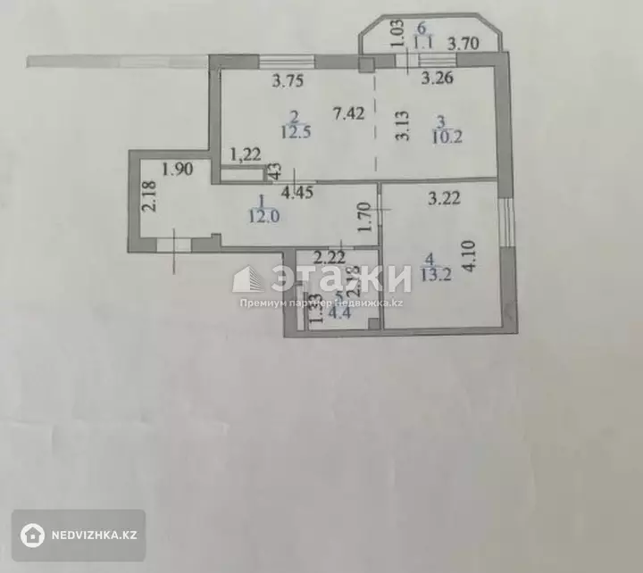 54 м², 2-комнатная квартира, этаж 2 из 10, 54 м², изображение - 1