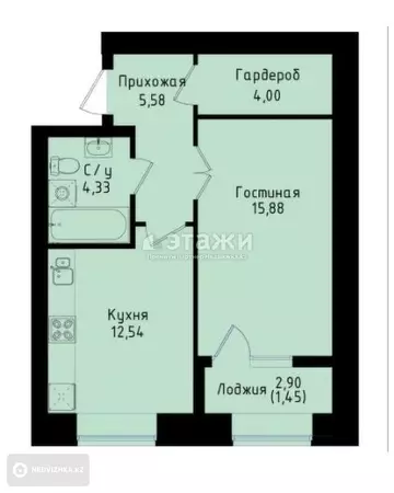42 м², 1-комнатная квартира, этаж 3 из 10, 42 м², изображение - 10