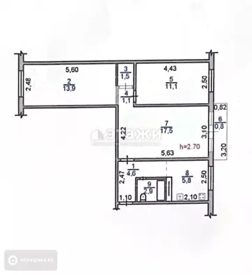 59.2 м², 3-комнатная квартира, этаж 2 из 4, 59 м², изображение - 28