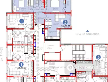3-комнатная квартира, этаж 4 из 9, 68 м²