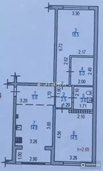 62.5 м², 2-комнатная квартира, этаж 1 из 5, 62 м², изображение - 19