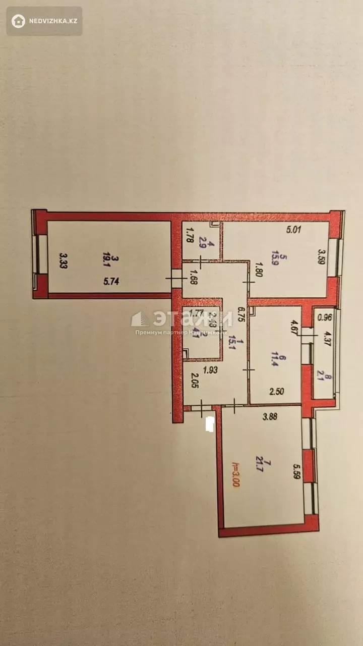 92.3 м², 3-комнатная квартира, этаж 1 из 9, 92 м², изображение - 1
