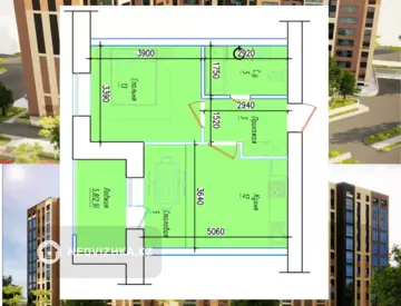 2-комнатная квартира, этаж 8 из 9, 44 м²
