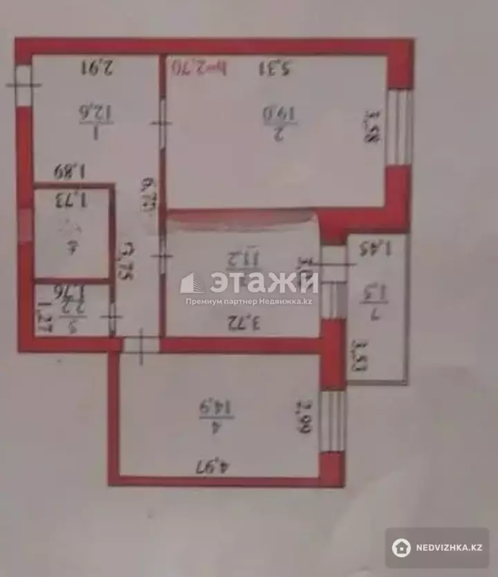 65.1 м², 2-комнатная квартира, этаж 6 из 9, 65 м², изображение - 1
