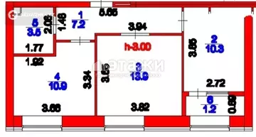 2-комнатная квартира, этаж 6 из 9, 47 м²
