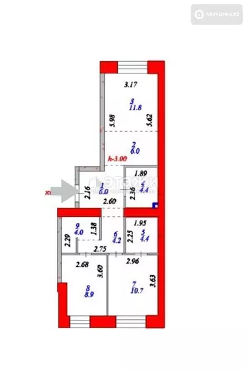 60.4 м², 3-комнатная квартира, этаж 12 из 12, 60 м², изображение - 13