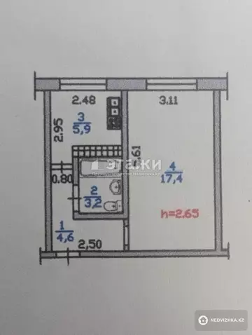 33 м², 1-комнатная квартира, этаж 2 из 5, 33 м², изображение - 5