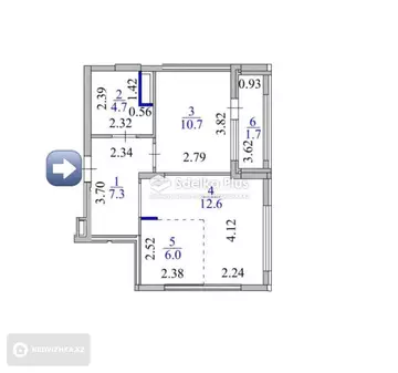 2-комнатная квартира, этаж 8 из 9, 43 м²