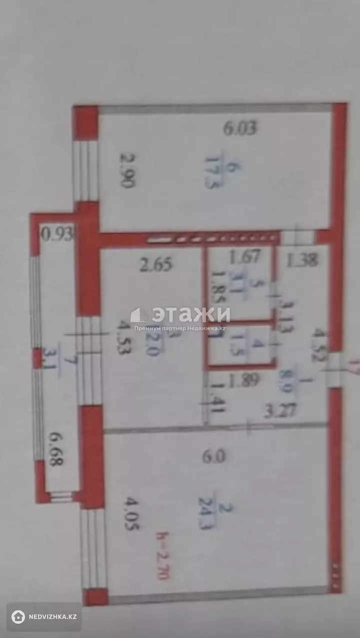 70 м², 2-комнатная квартира, этаж 7 из 9, 70 м², изображение - 1