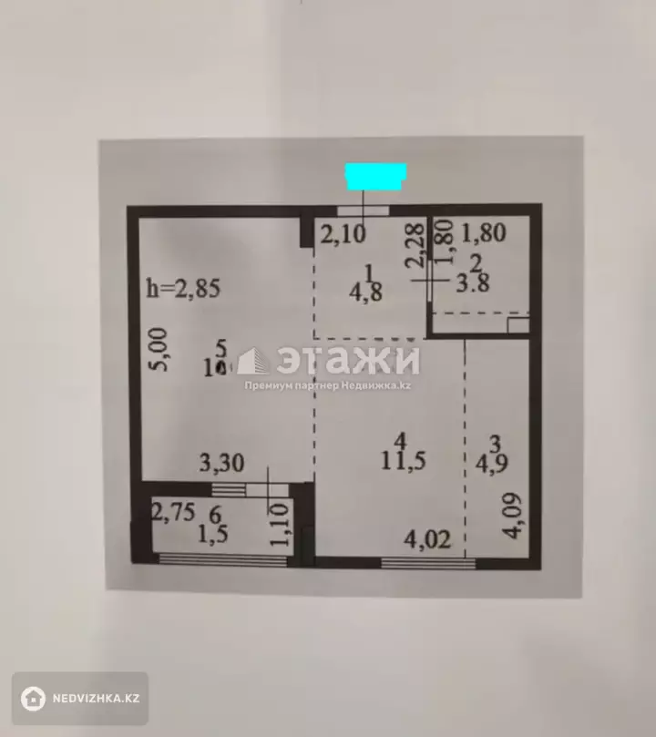 42.9 м², 2-комнатная квартира, этаж 4 из 9, 43 м², изображение - 1
