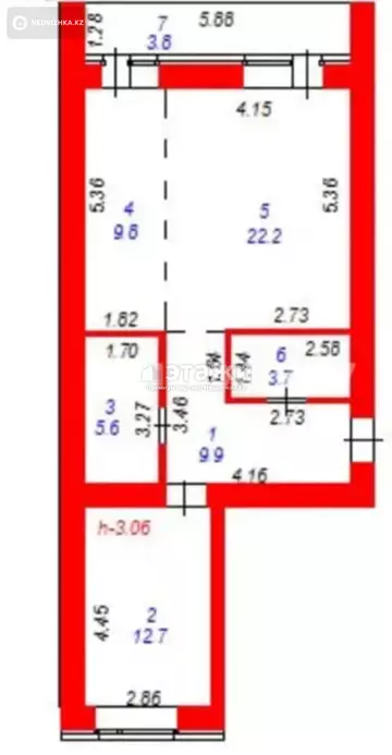 2-комнатная квартира, этаж 7 из 10, 68 м²