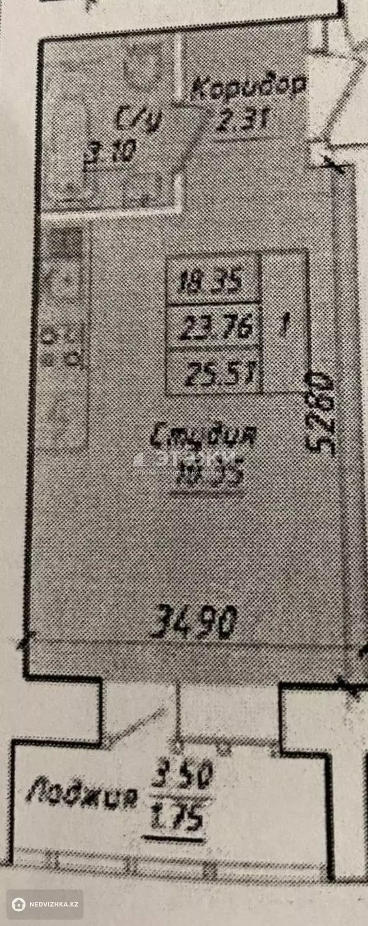 26 м², 1-комнатная квартира, этаж 12 из 12, 26 м², изображение - 1