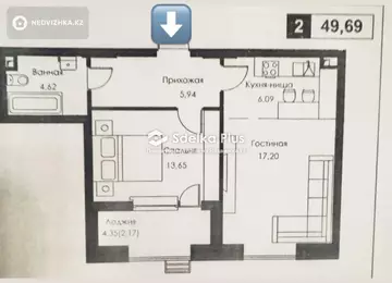 49 м², 2-комнатная квартира, этаж 2 из 9, 49 м², изображение - 1