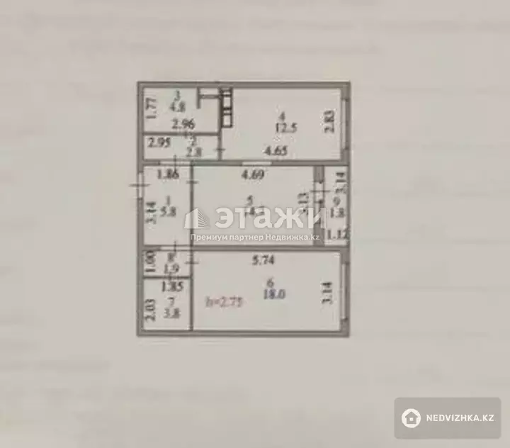 66.1 м², 2-комнатная квартира, этаж 19 из 20, 66 м², изображение - 1
