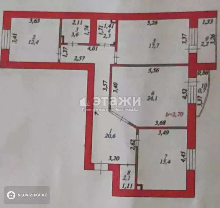 101.1 м², 3-комнатная квартира, этаж 5 из 9, 101 м², изображение - 1