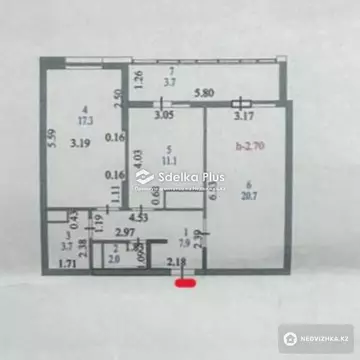 2-комнатная квартира, этаж 8 из 15, 70 м²