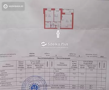 2-комнатная квартира, этаж 9 из 9, 54 м²