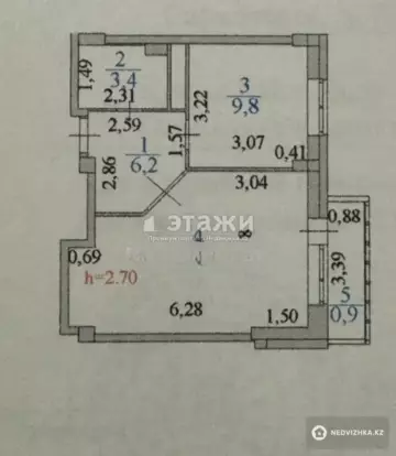 1-комнатная квартира, этаж 8 из 19, 42 м²