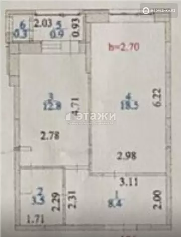 44.4 м², 1-комнатная квартира, этаж 6 из 9, 44 м², изображение - 12