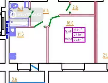 44.6 м², 1-комнатная квартира, этаж 2 из 8, 45 м², изображение - 8