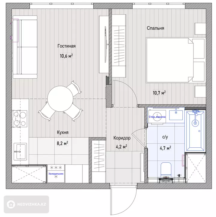 38.4 м², 2-комнатная квартира, этаж 8 из 9, 38 м², изображение - 1