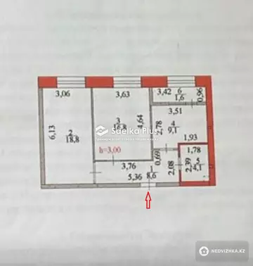 2-комнатная квартира, этаж 2 из 12, 60 м²