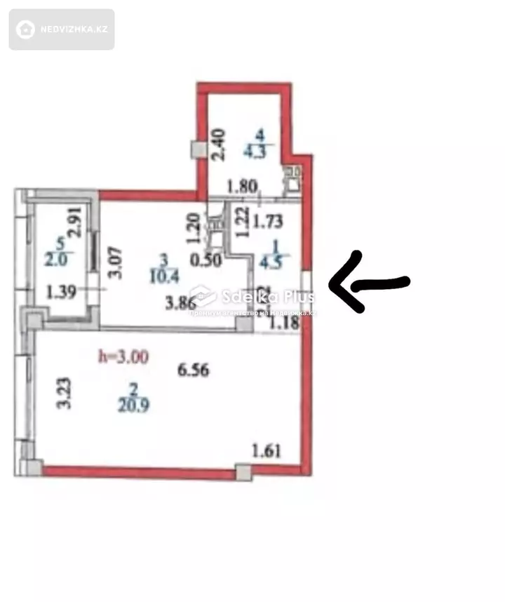 42 м², 1-комнатная квартира, этаж 8 из 9, 42 м², изображение - 1