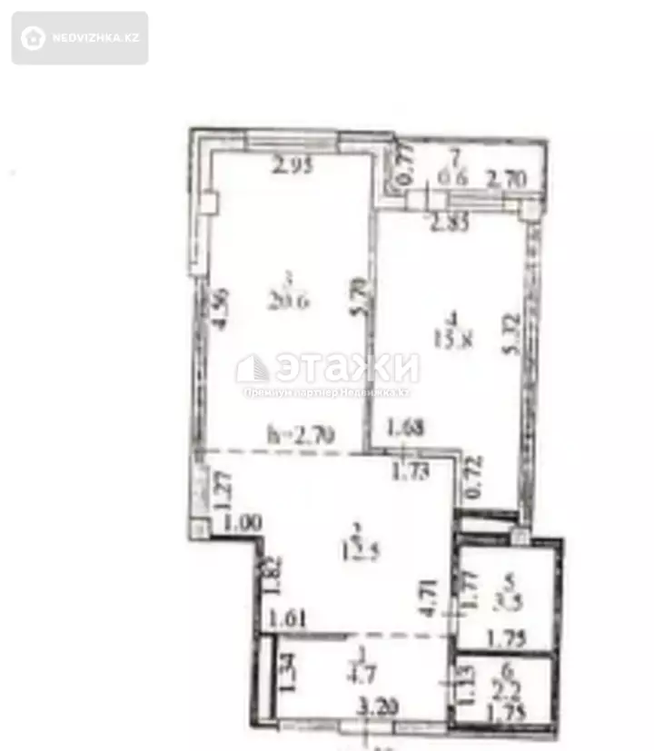 53.5 м², 2-комнатная квартира, этаж 4 из 9, 54 м², изображение - 1
