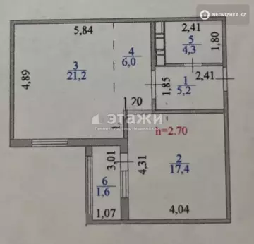 56 м², 2-комнатная квартира, этаж 9 из 12, 56 м², изображение - 6