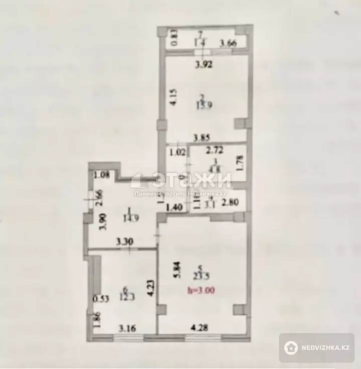 75.9 м², 2-комнатная квартира, этаж 15 из 17, 76 м², изображение - 1